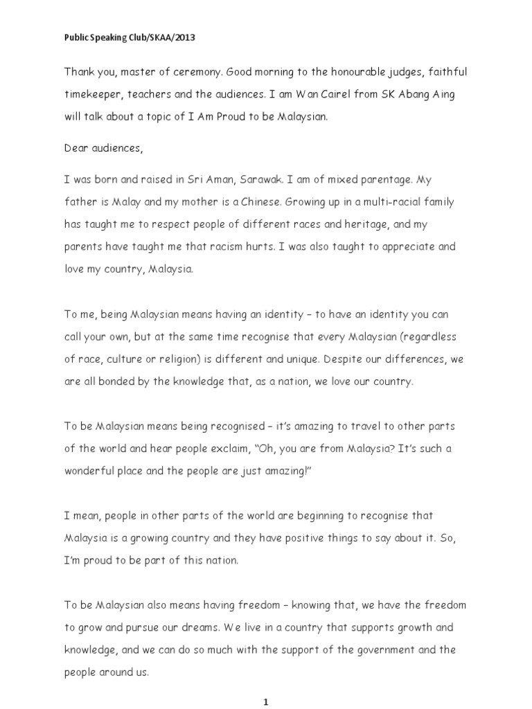 I Am Proud To Be Malaysian Pdf Malaysia Strait Of Malacca