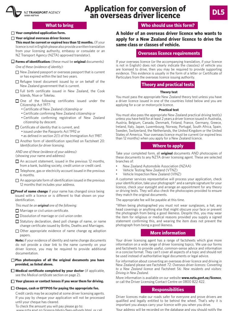 Converting Overseas License to NZ License | PDF | Driver's License ...
