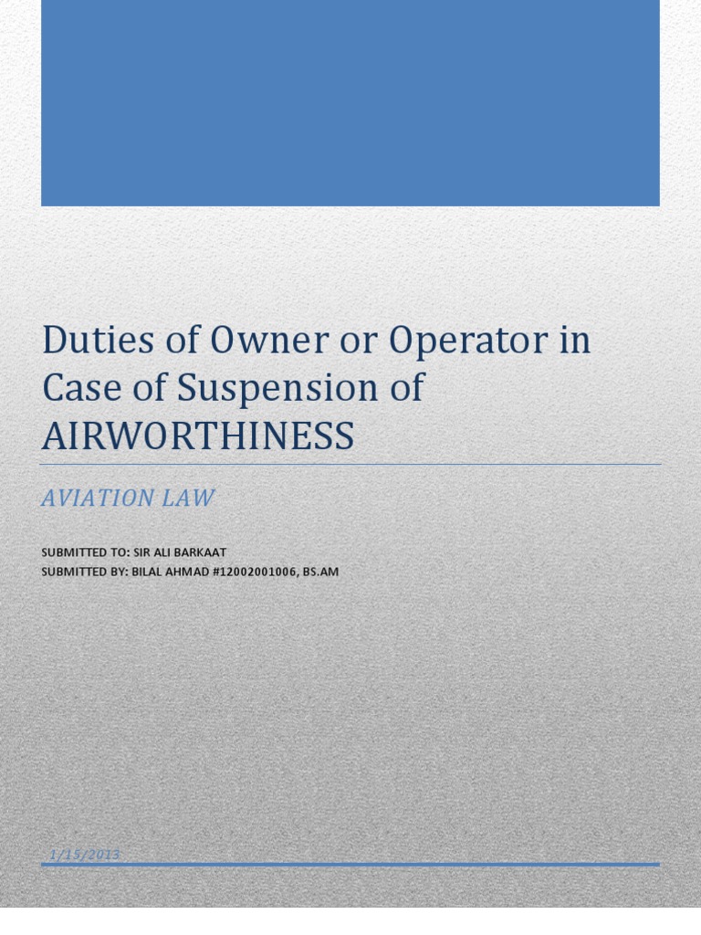 Suspension or Cancellation of Certificate of Airworthiness PDF
