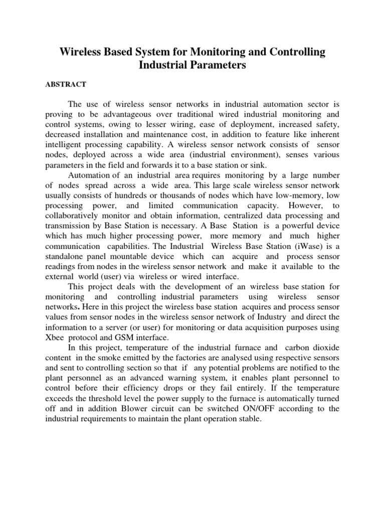 Wireless Industrial Monitoring System | PDF | Wireless Sensor Network ...