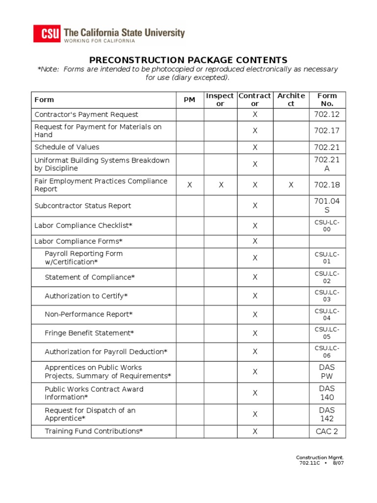 Preconstruction Package for Contractors | PDF | General Contractor ...