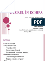 Ucrul ÎN Echipă: Coord. Conf. Univ. Dr. Florin Ioniță