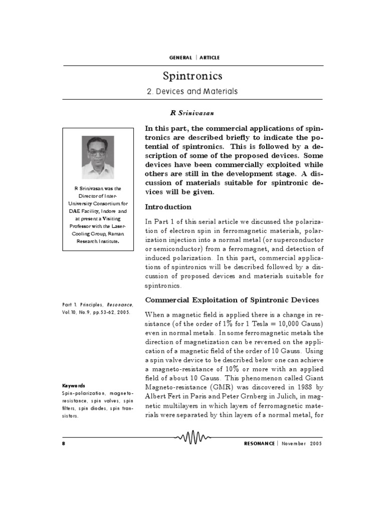 Spintronics: Principles and Devices | PDF | Field Effect Transistor ...