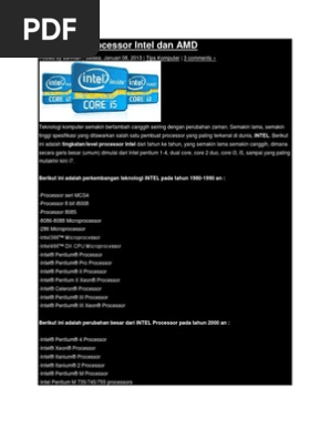 Tingkatan Processor Intel Dan Amd