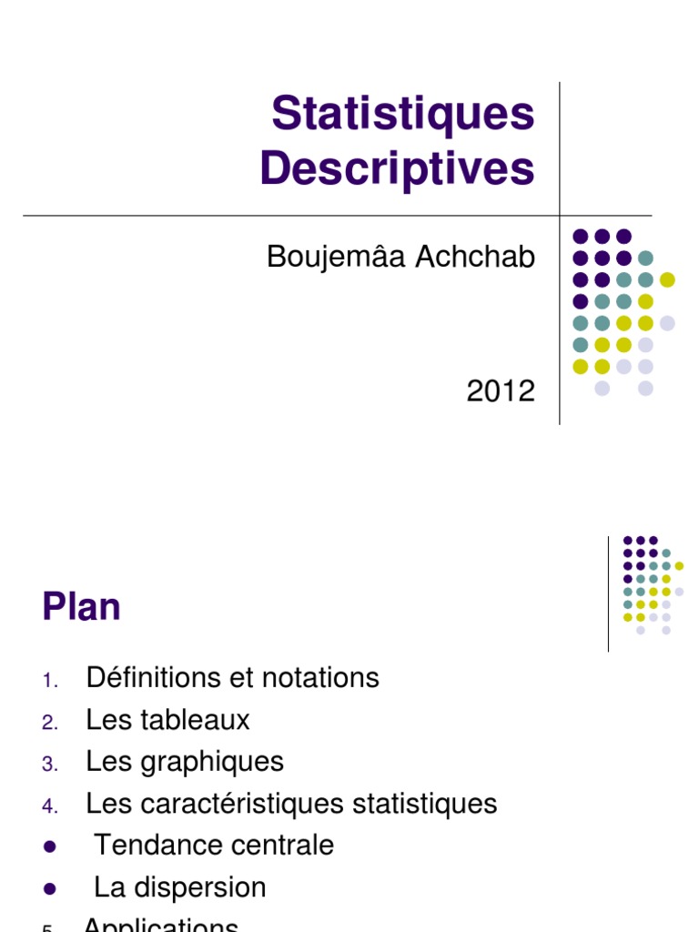 Statistiques Descriptives et Graphiques | PDF | Moyenne | Statistique ...