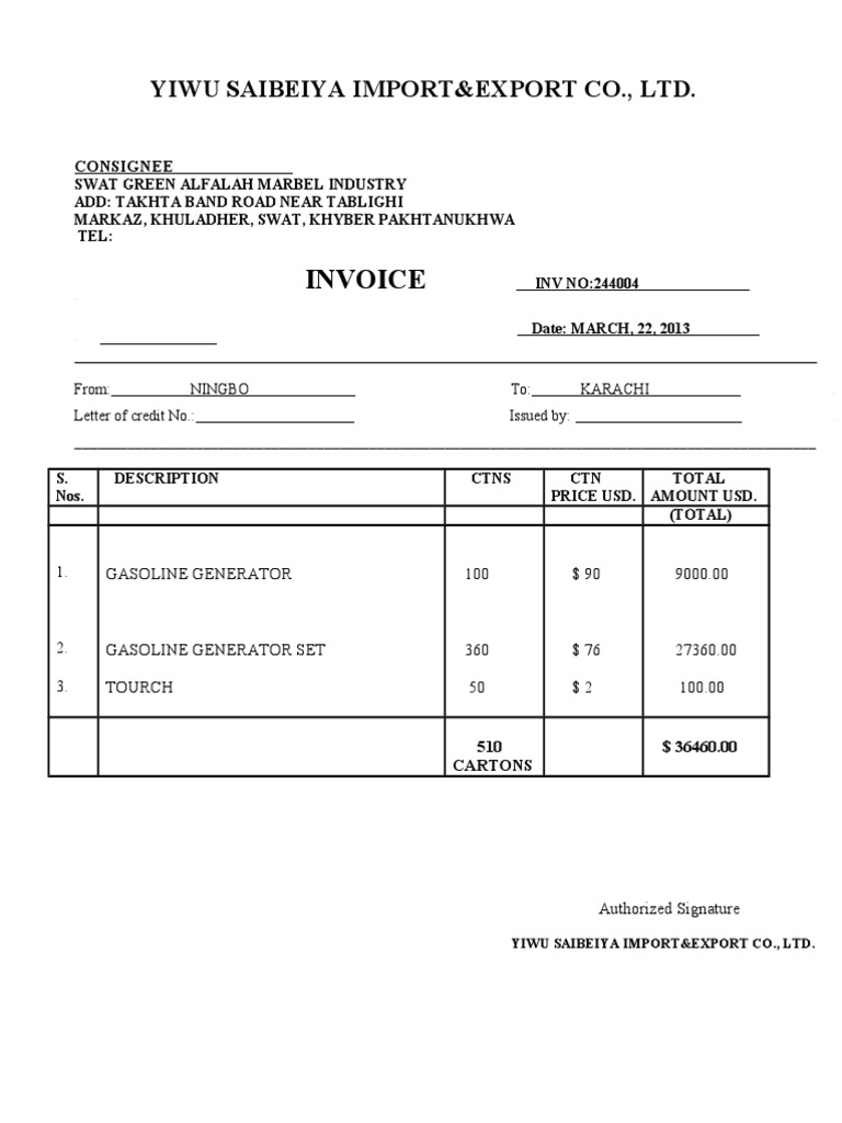 Swat Green Alfalah Marbel.. Invice | PDF