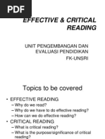 Effective & Critical Reading: Unit Pengembangan Dan Evaluasi Pendidikan Fk-Unsri