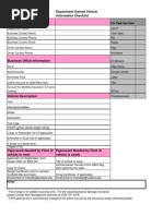 Vehicle: Department Owned Vehicle Information Checklist Contact Information