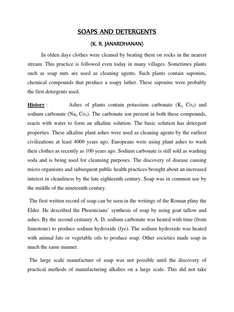 Soaps and Detergents PDF PDF Soap Surfactant