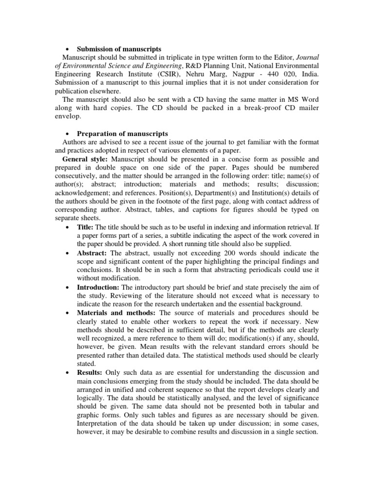 Of Environmental Science and Engineering, R&D Planning Unit, National ...