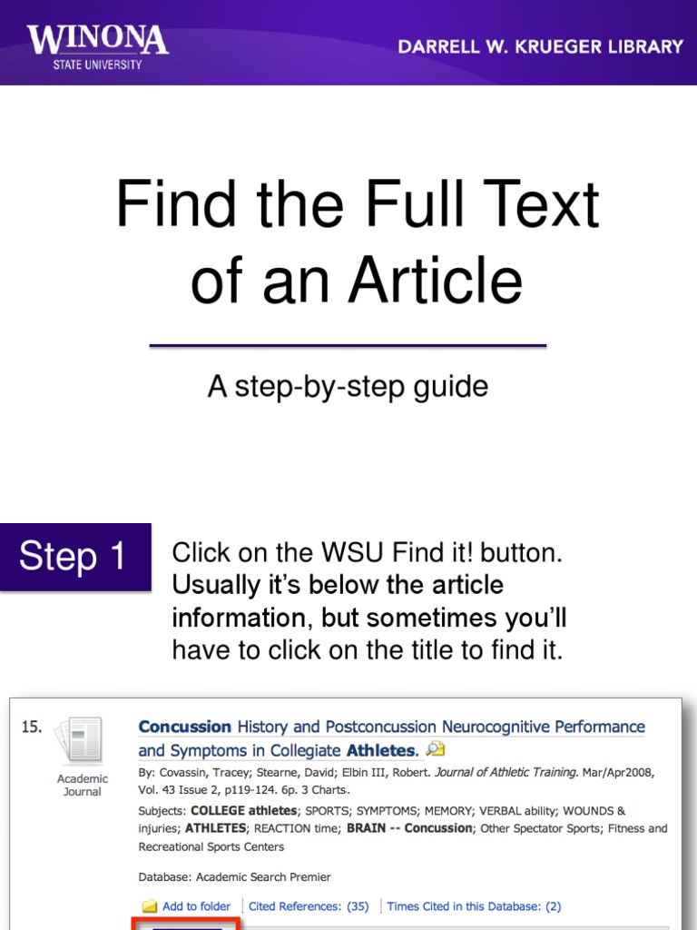 Find The Full Text of An Article | PDF