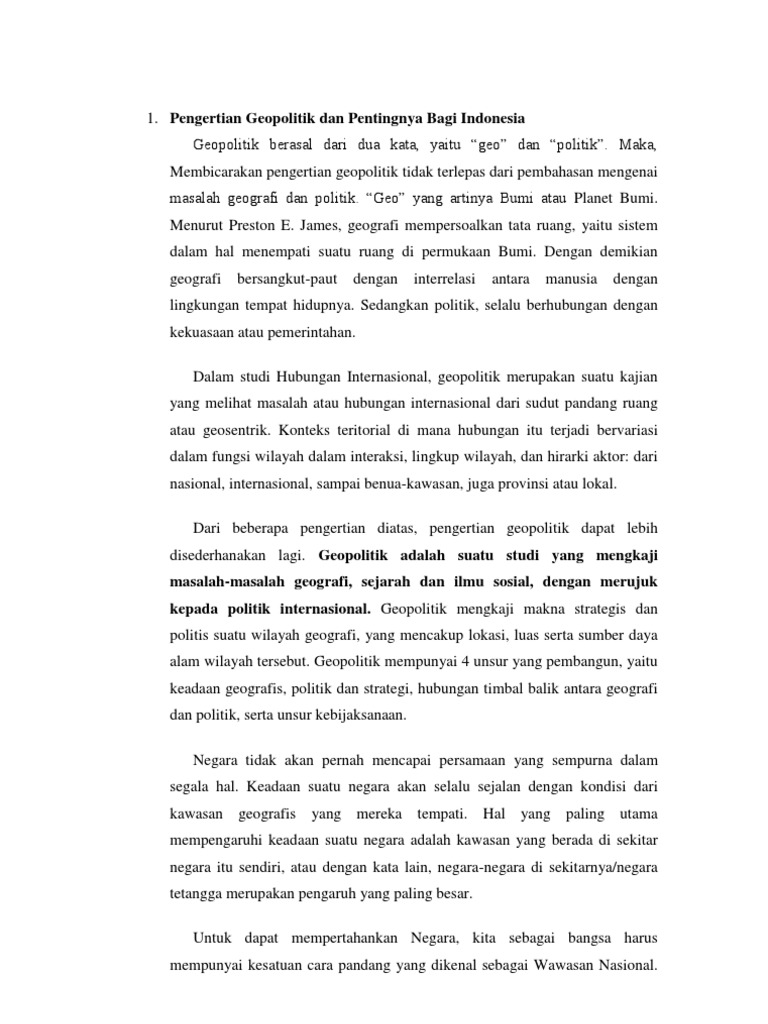 Pleno Makalah Geopolitik Dan Geostrategi