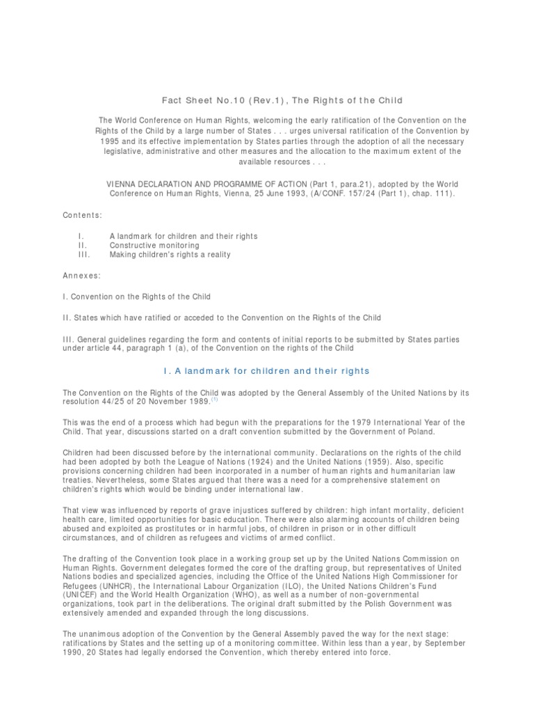 Rights of the Child: Key Principles and Actions | PDF | International ...