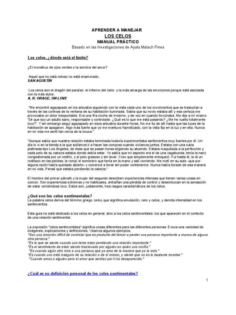 Celos Claves Para Comprenderlos Y Superarlos Pdf Gratis Manejar Los Celos PDF | PDF | Envidia | Trauma psicólogico