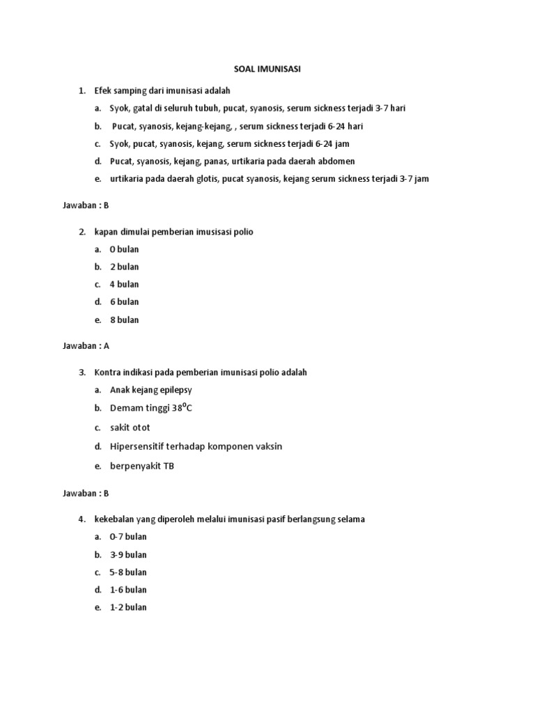 Soal Imunisasi