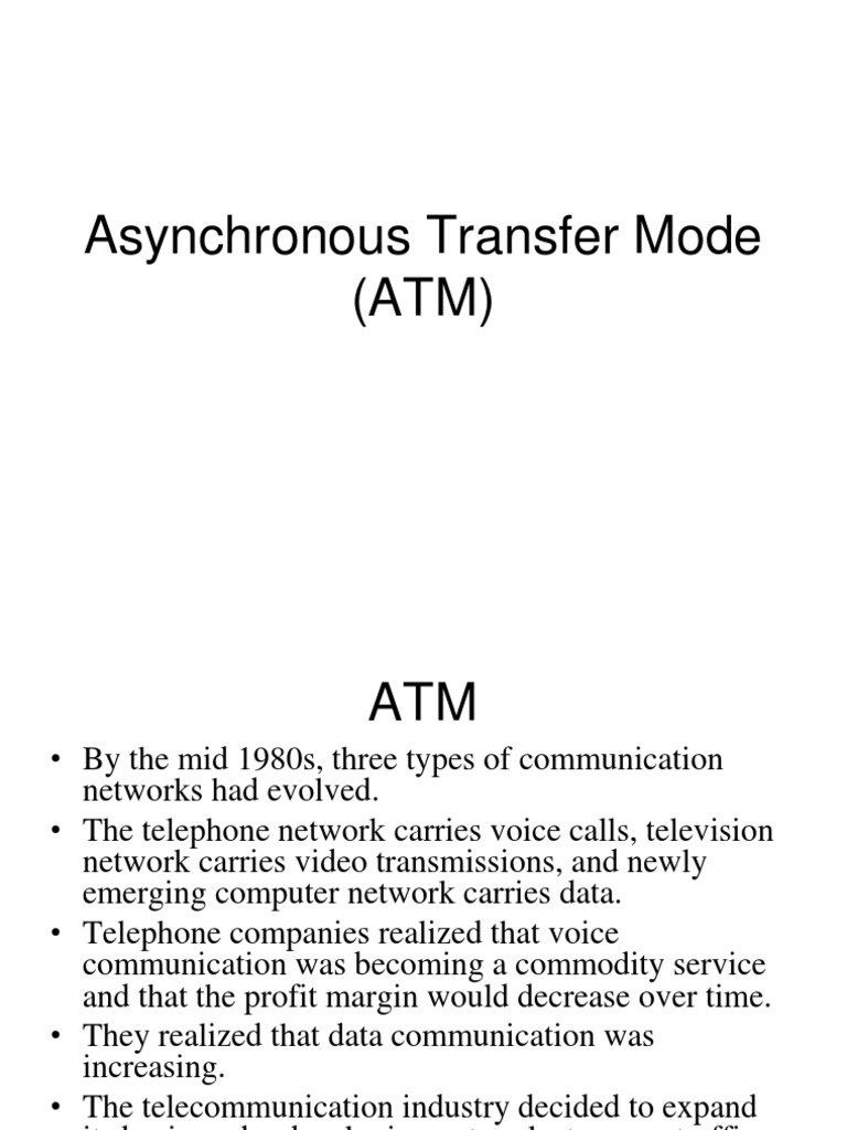 Overview of Asynchronous Transfer Mode | PDF | Asynchronous Transfer ...