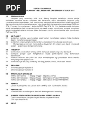 Kertas Cadangan Program Kecemerlangan Spm Dan Pmr Pdf