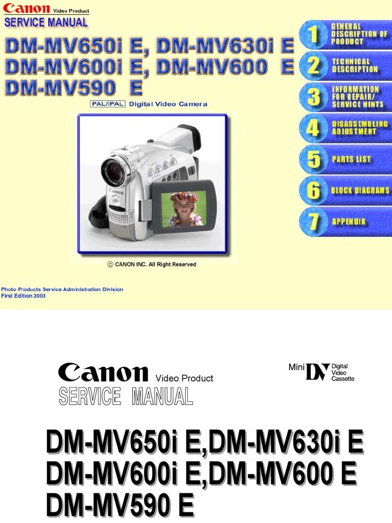 Canon Dm Mv600i Dm Mv630i Dm Mv600 Dm Mv590 Service Repair Manual | Video |  Zoom Lens