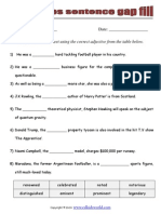 Adjectives Gap Fill Worksheet