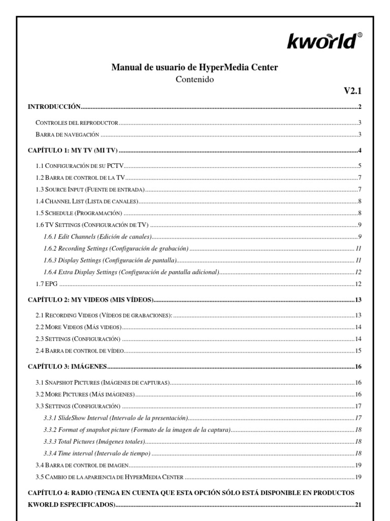 Manual de HyperMedia Center V2.1 | PDF | Televisión | Point and Click