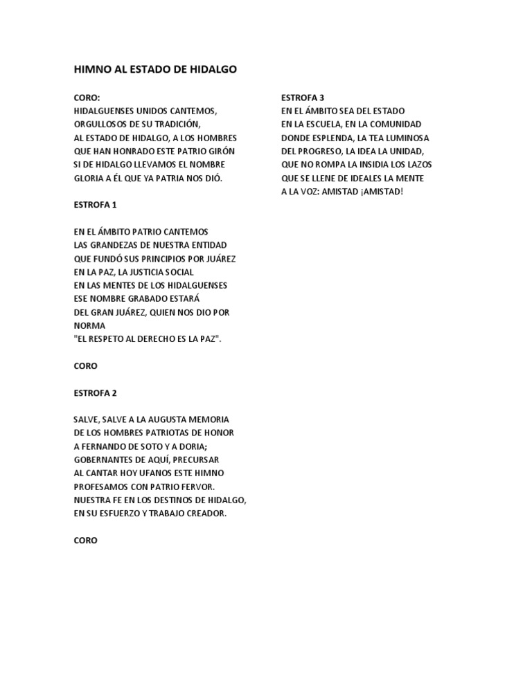 Himno Al Estado de Hidalgo