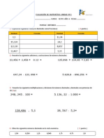 Evaluación de Matemática Unidad #1