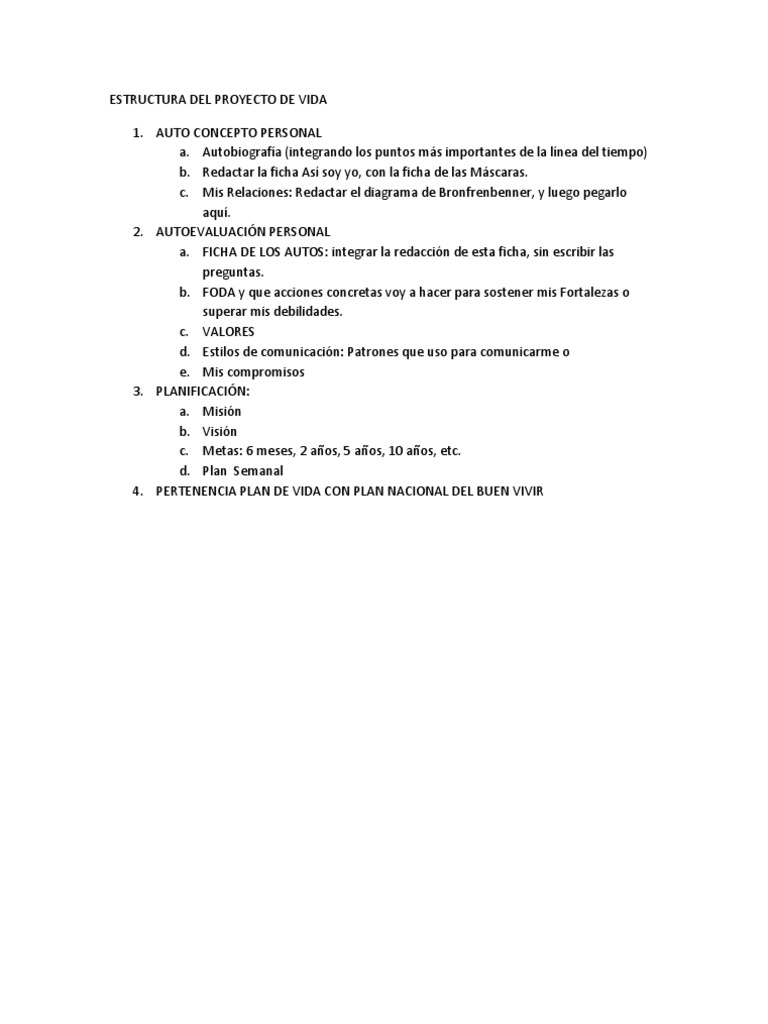 Estructura del Proyecto de Vida | PDF | Crecimiento personal y profesional