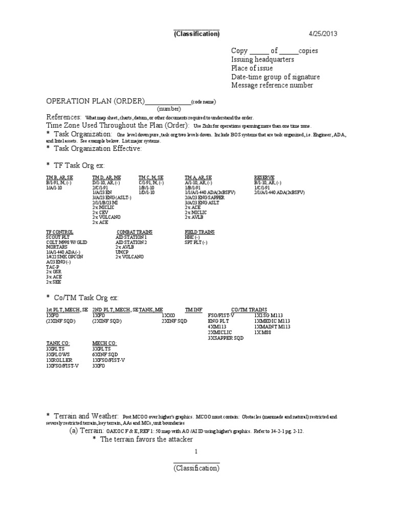OPORD Format (Dissected and Explained) | PDF | Reconnaissance ...