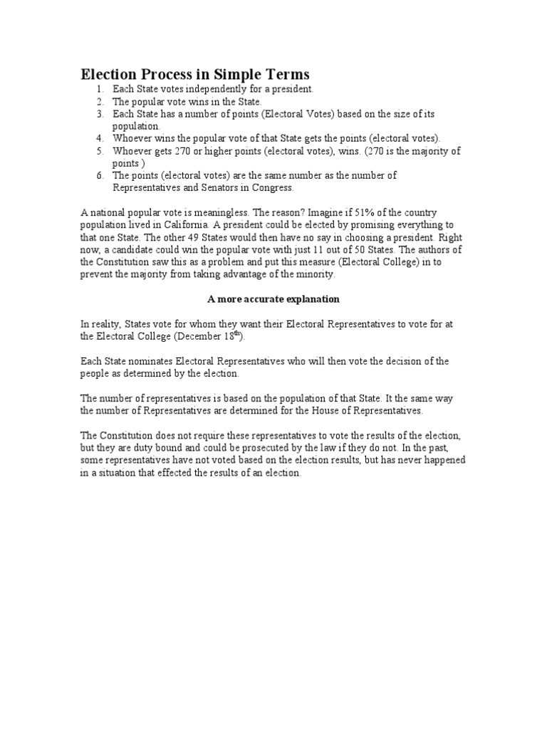 Election Process in Simple Terms | PDF | United States House Of ...