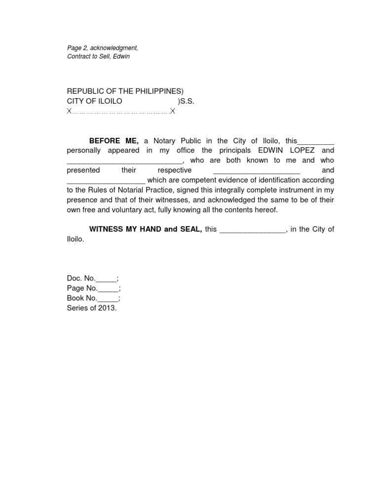 BEFORE ME, A Notary Public in The City of Iloilo, This | PDF