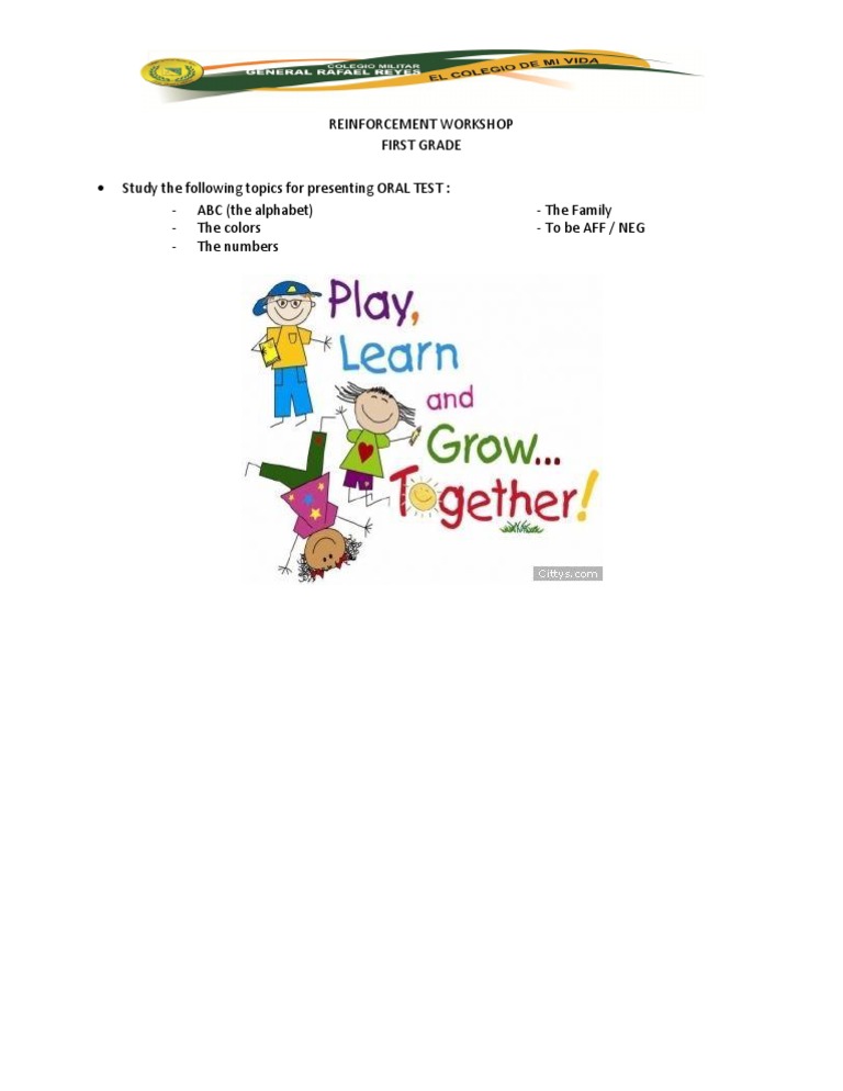 First Grade Reinforcement Workshop Guide | PDF