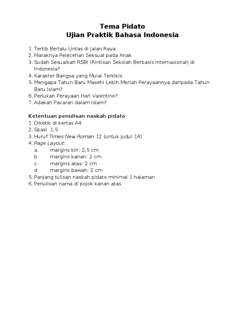 Contoh Pidato Panjang 3 Lembar Aneka Macam Contoh