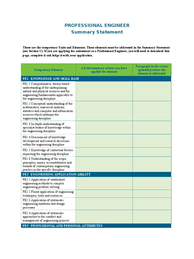 Professional Engineer Competency Guide | PDF