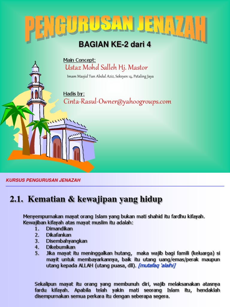 pengurusan jenazah in english