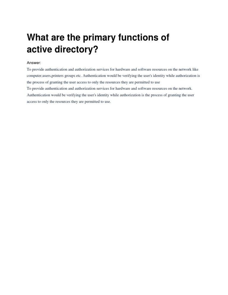 Active Directory Functions Explained | PDF
