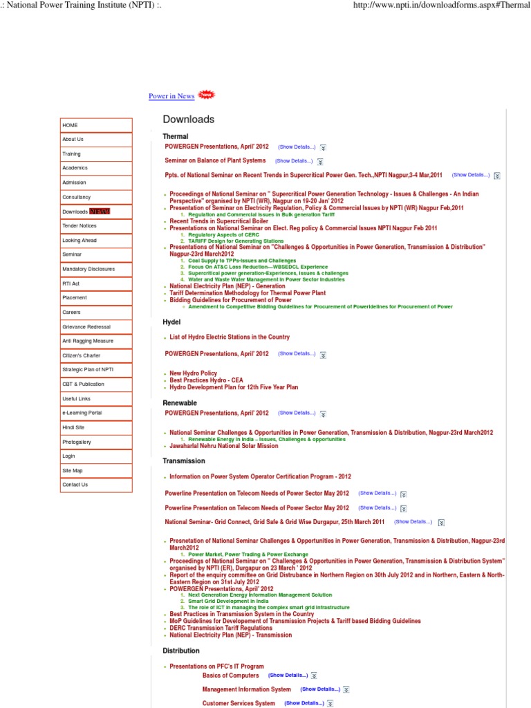 National Power Training Institute (NPTI) | PDF | Electrical Grid ...