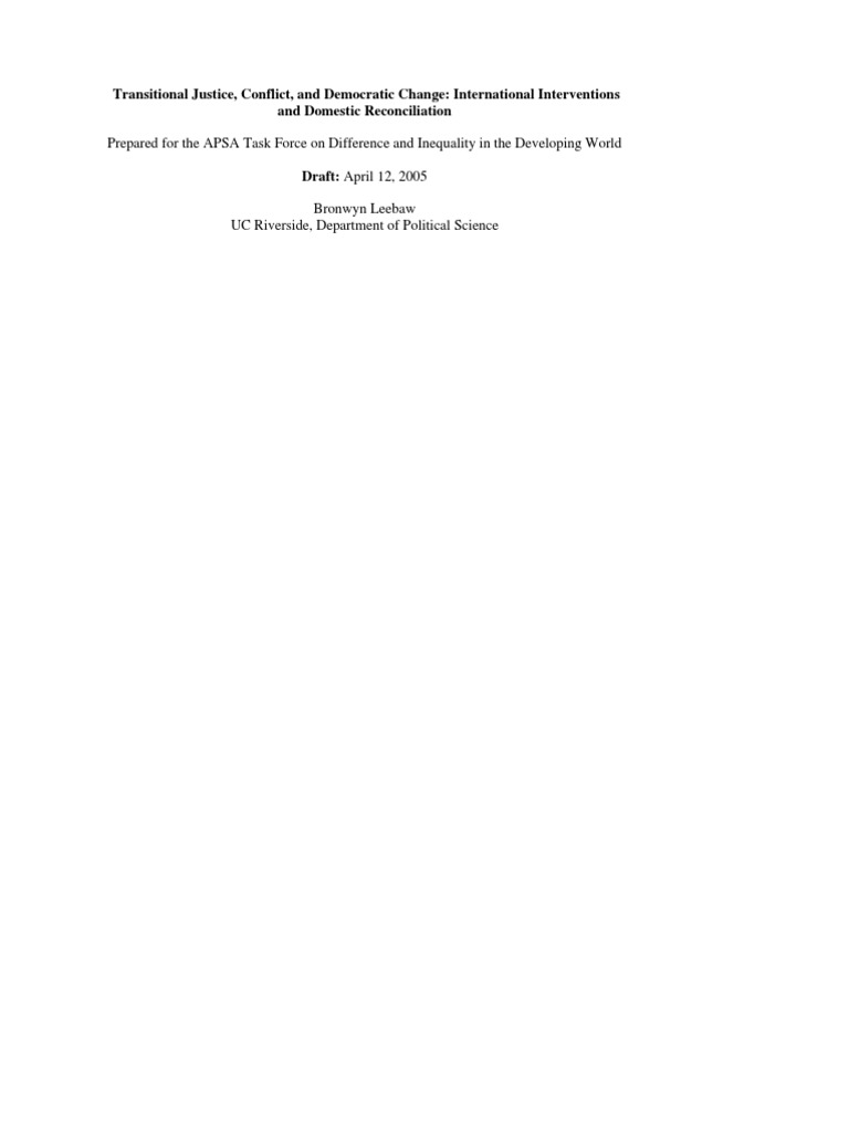 Transitional Justice Conflict and Democratic Change International ...
