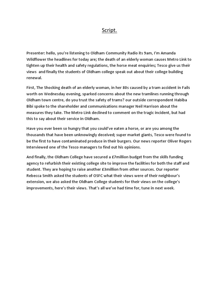 News Report Script | PDF | Business