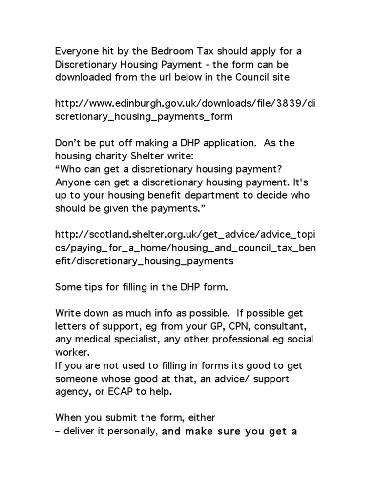 DHP Guide for Bedroom Tax Relief | PDF | Social Institutions | Social ...