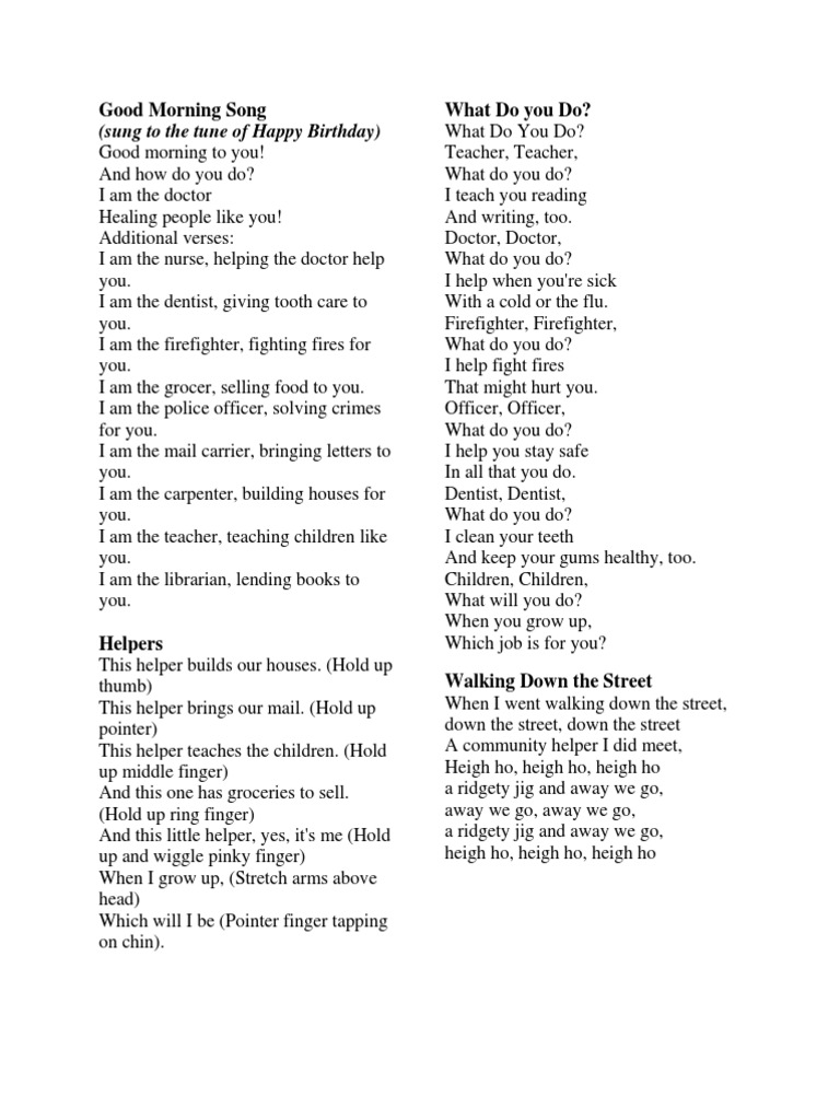 Community Helpers Rhymes | PDF | Firefighter | Hand