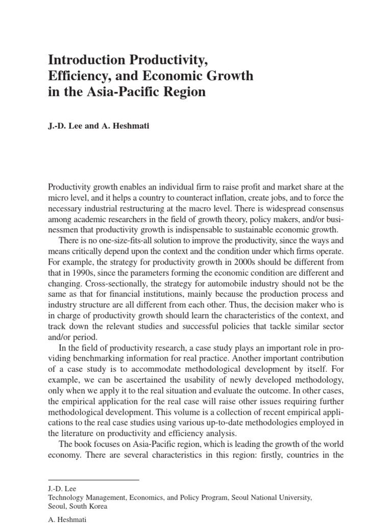 Introduction Productivity, Efficiency, and Economic Growth in Asia ...