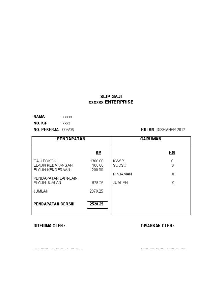 Contoh Slip Gaji Pdf
