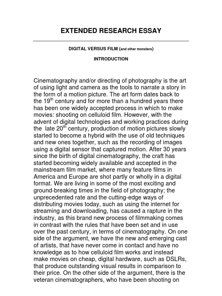 Digital vs Film: Cinematography Debate | PDF | Cinematography | Image ...