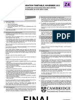 Cambridge Zone 4 FINAL November 2013 Timetable For Asia