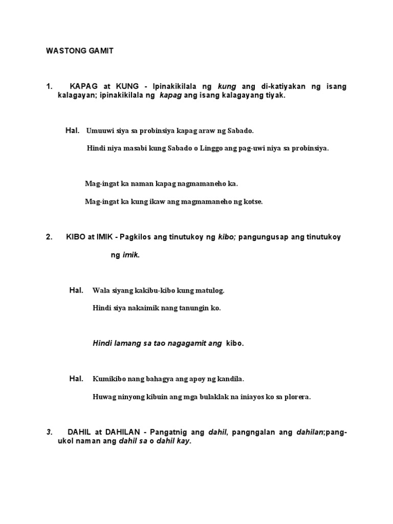 Wastong Gamit | PDF