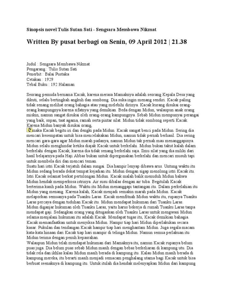 Unsur Ekstrinsik Novel Sengsara Membawa Nikmat Berbagai