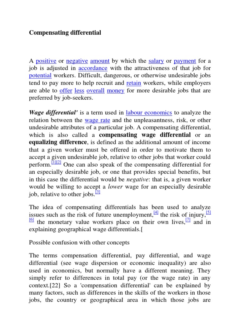 Compensation Differentials and Administration | PDF | Labour Economics ...