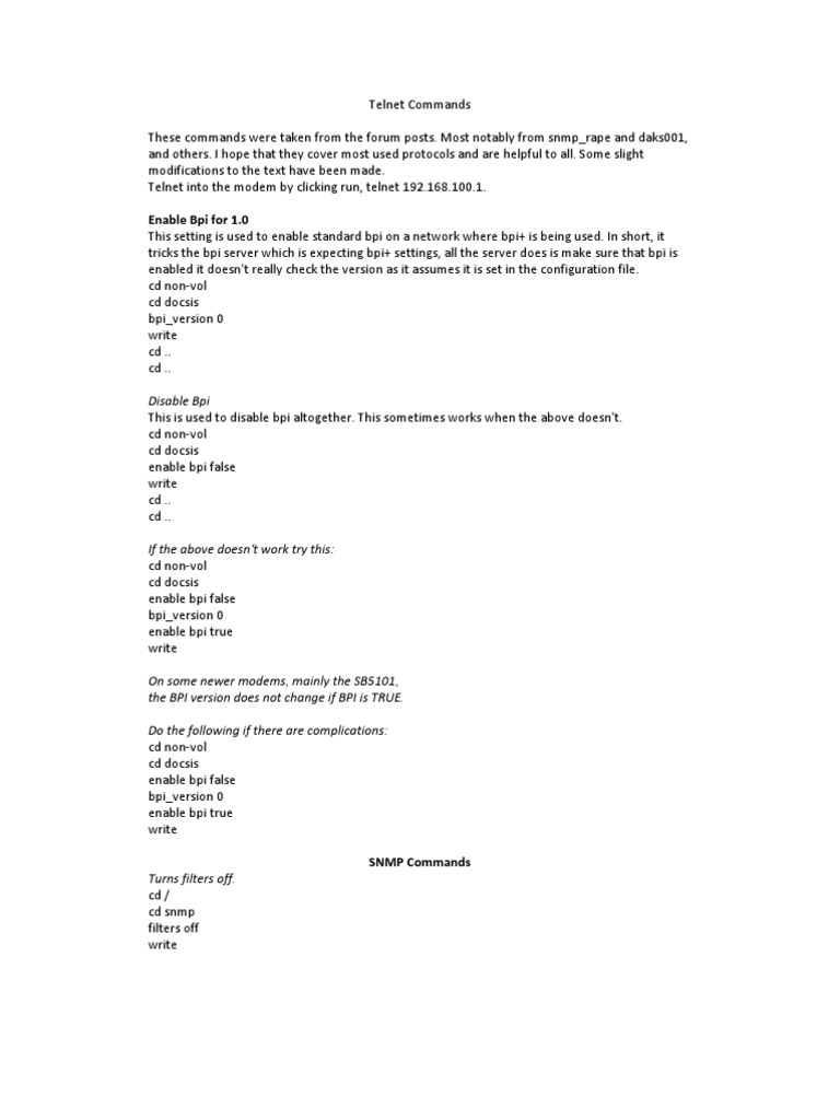Telnet Commands | PDF