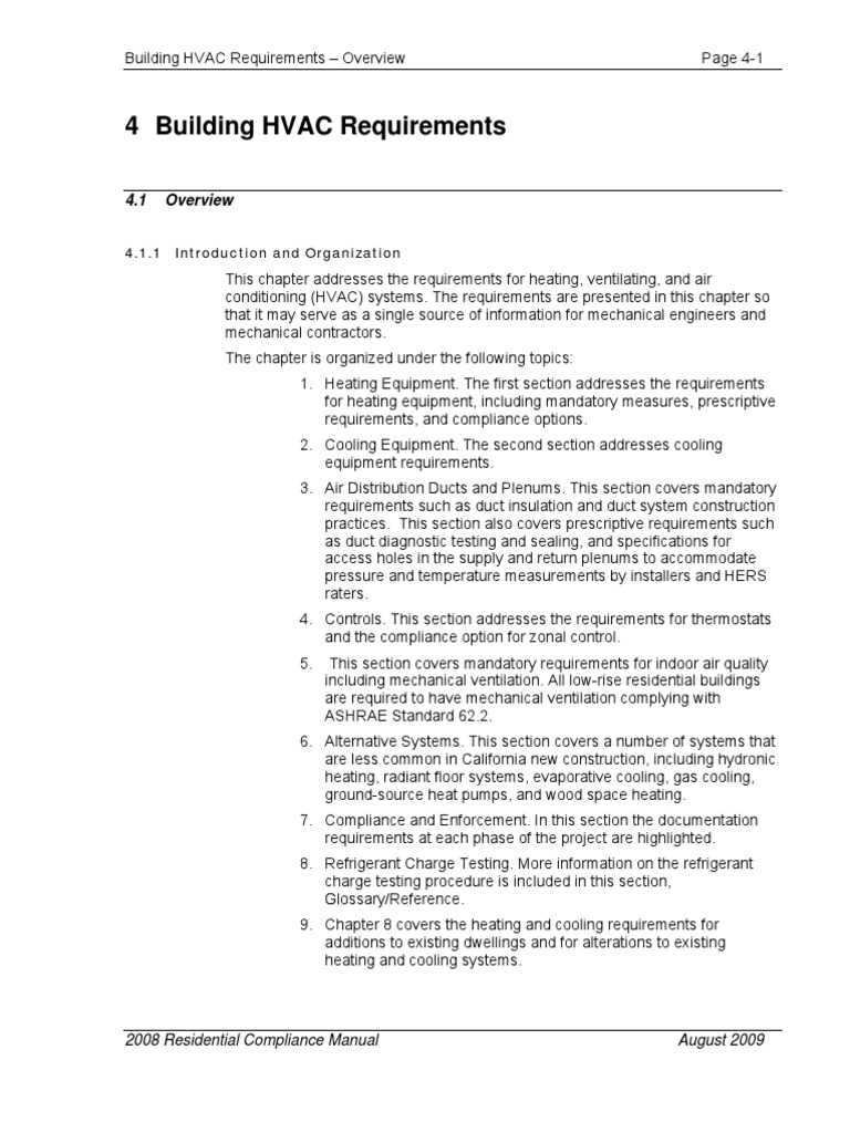 Building HVAC Requirements PDF Hvac Air Conditioning