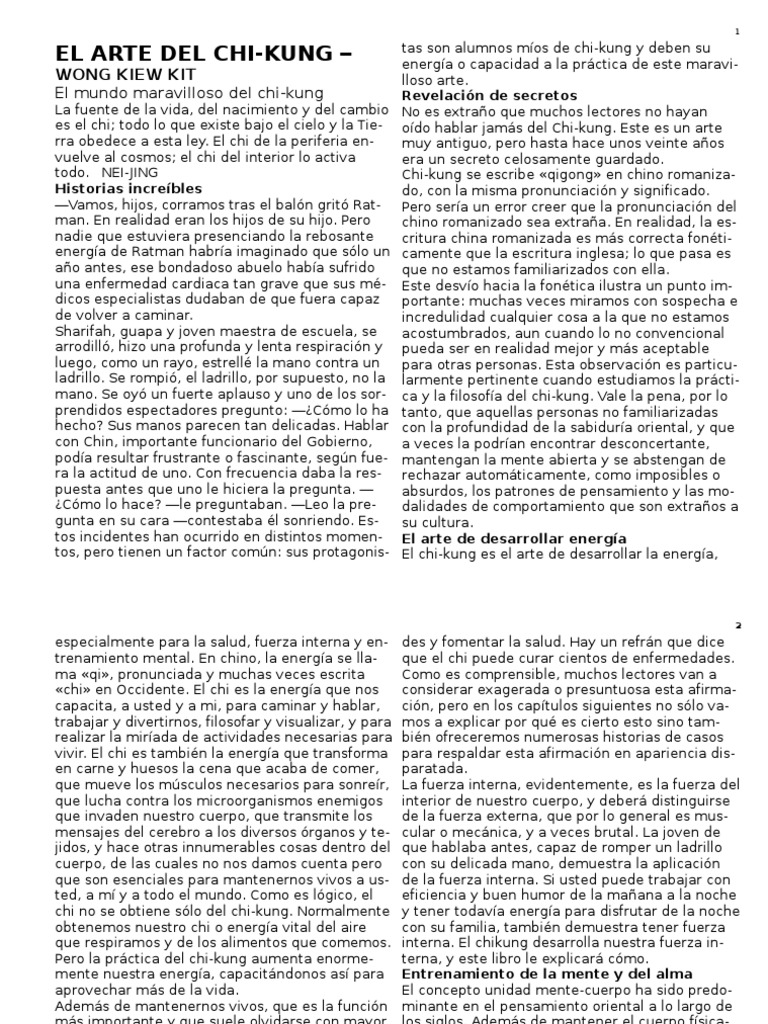 El Arte Del Chi Kung Wong Kiew Kit | PDF | Qigong | Qi